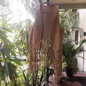 Fringe Brown Leather Vest